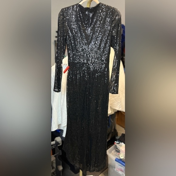 Mac Duggal 26549 Sequined High Low Front Twist Midi Dress - Picture 4 of 10